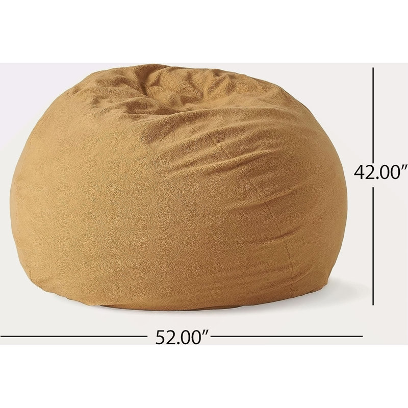 5-Foot Comfortable High-Density Shredded Foam Bean Bag Chair For Kids And Adults, With Removable Microsuede Cover, Ideal Reading And Bedroom Floor Lounge