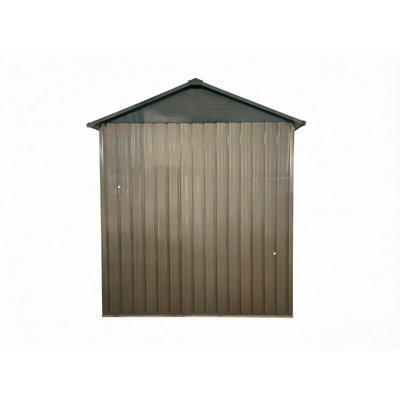 Remise de rangement extérieure en acier galvanisé 8 * 6 pi avec porte coulissante, remise à outils en métal robuste avec fenêtre et évents, remise utilitaire résistante aux intempéries pour la pelouse de patio