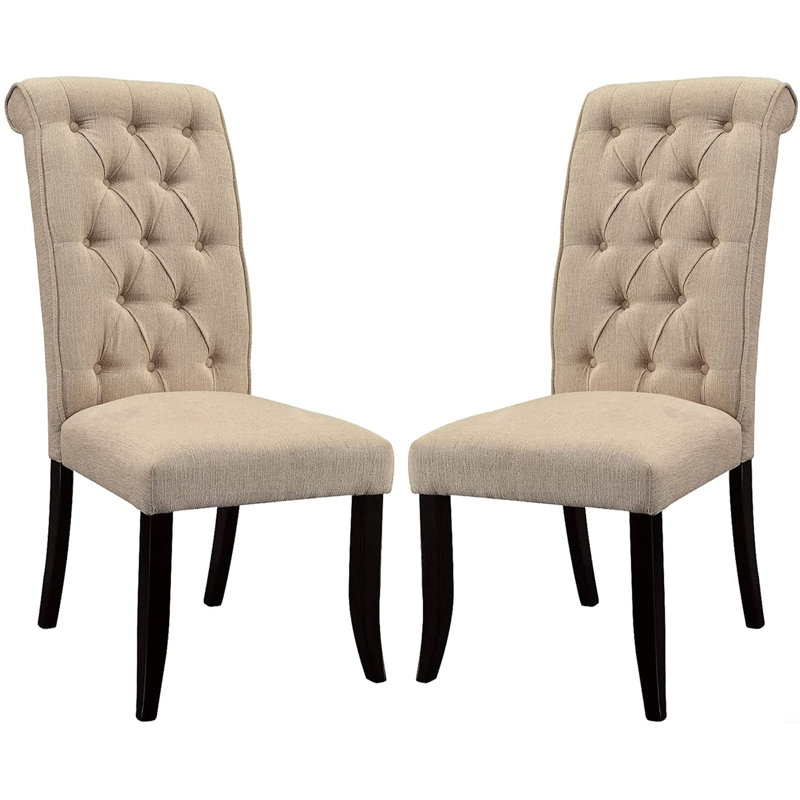 Ensemble de 2 chaises de cuisine rembourrées en tissu