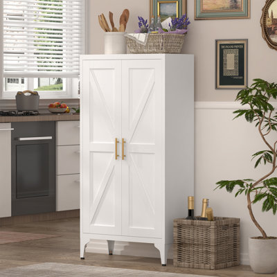 Metal Adjustable 2 Doors Metal Storage Cabinet Kitchen Pantry Cabinet With Adjustable Shelves all Steel Cabinet Locker For Kitchen, Living Room, Dinin by Gracie Oaks