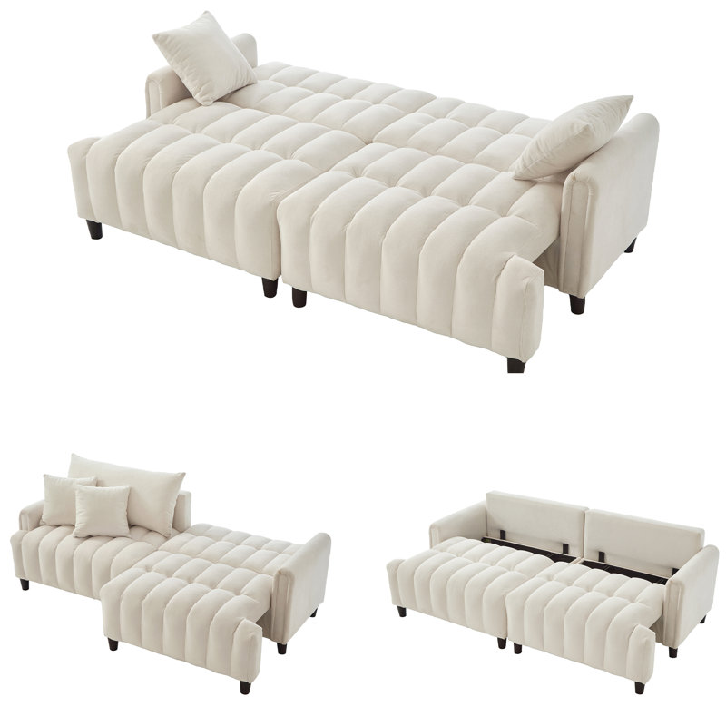 Canapé-lit futon de 83 po, canapé-lit confortable en polyester avec 2 coussins carrés, canapé-lit convertible avec dossier réglable