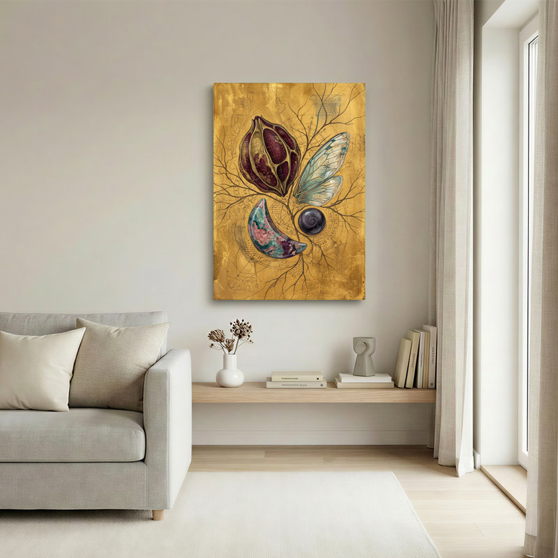 Reproduction d'art sur toile surélevée d'insectes surréalistes, H 18 po x l 12 po