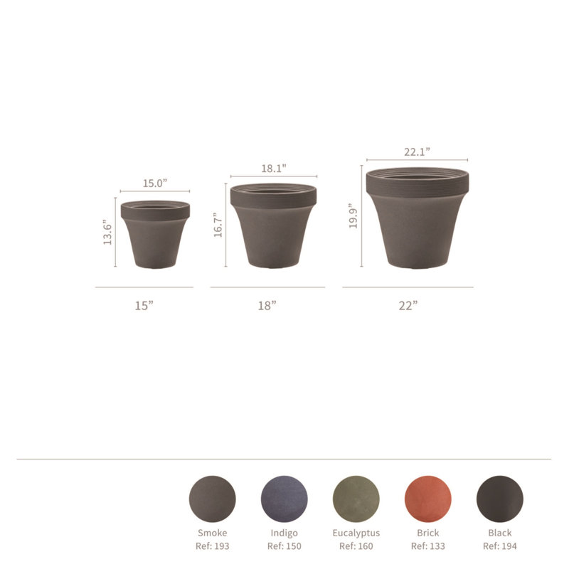 Pot Planter, 13.5" H x 15" W x 15" D, Blue