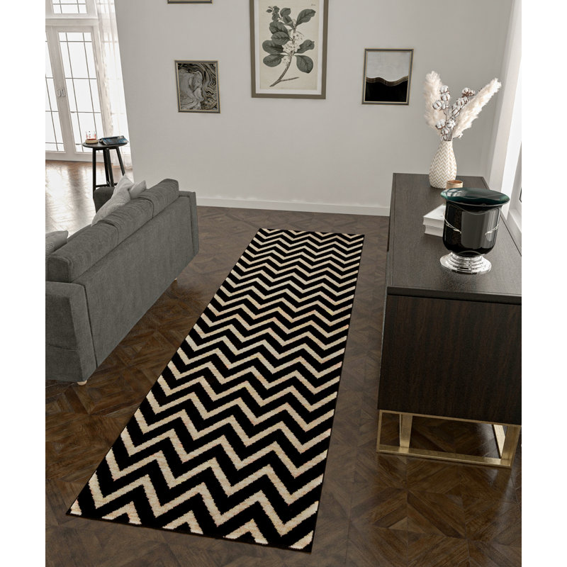 Wool Chevron Rug, Runner 2' x 8'