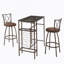 Ensemble de 3 chaises de bar de salle à manger pour la salle à manger