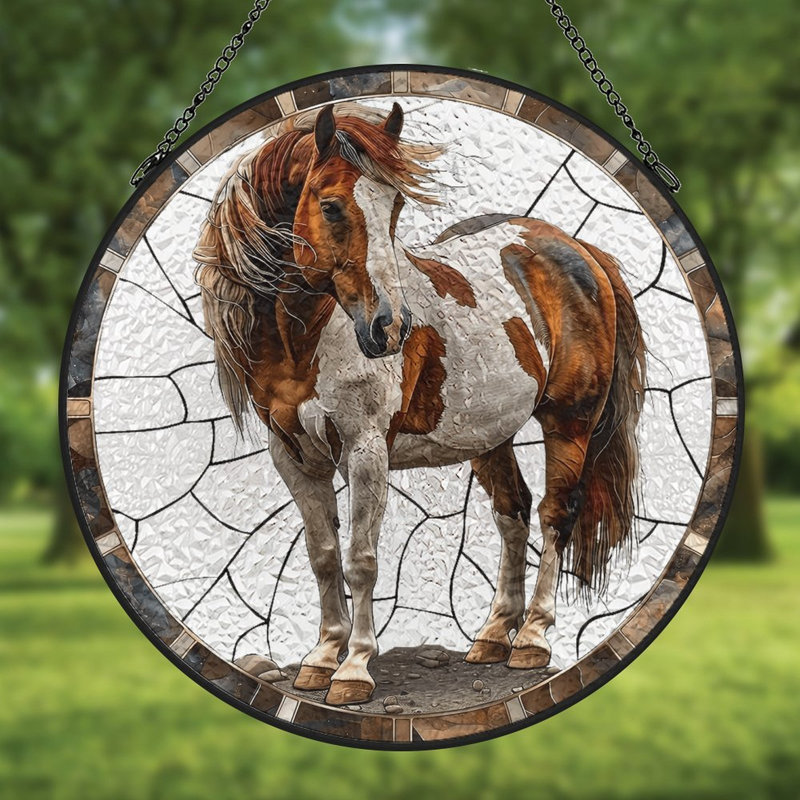 Panneaux de vitrail Paint Horse, 6.3x6.3in(16x16cm)