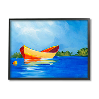 Peinture moderne sur un lac sur bois par Liz Jardine, peinture