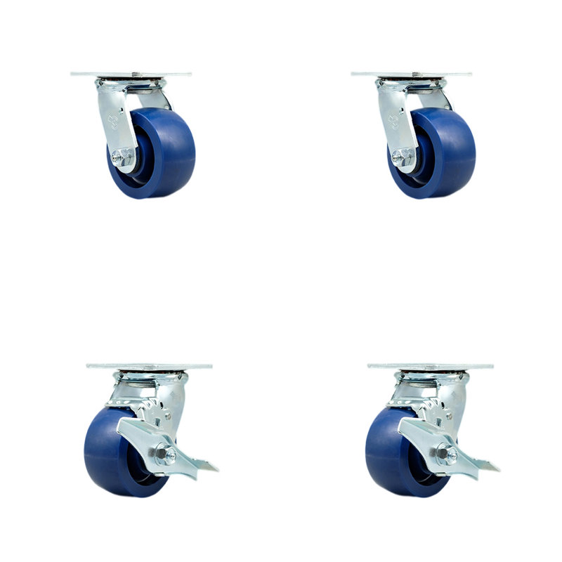 4 Piece Steel Solid Poly Caster Set