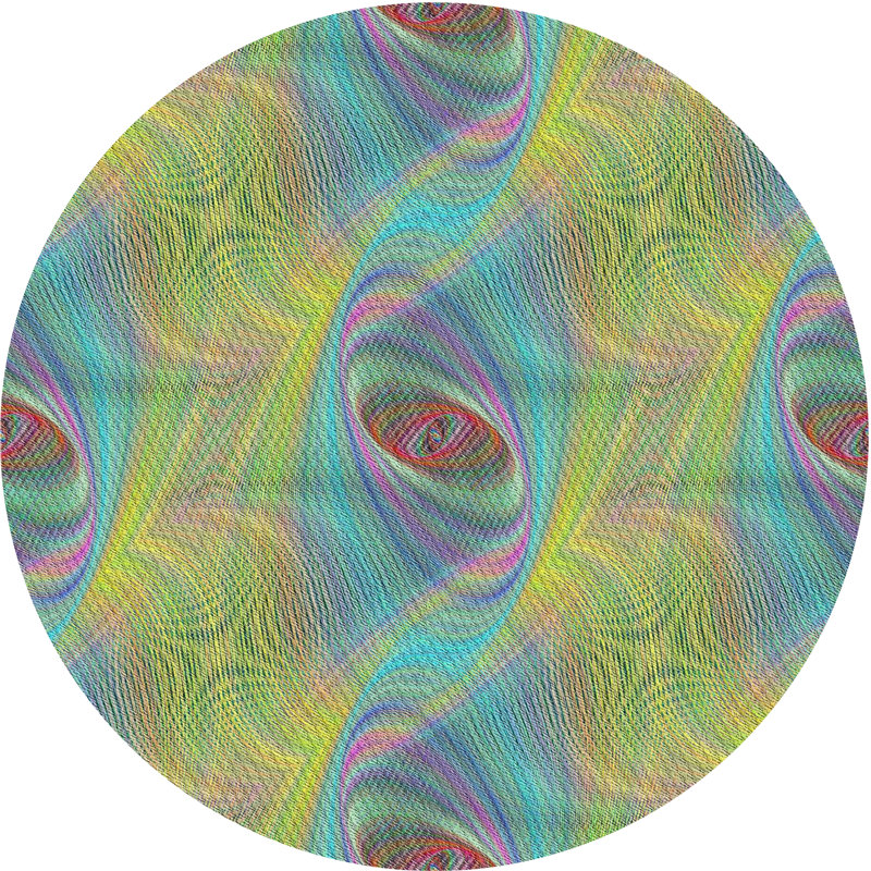 Tapis à motifs bleu / jaune, Rond 3 pi
