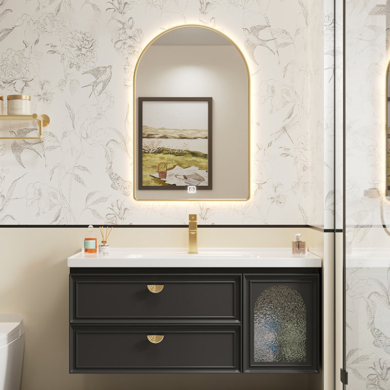 French style simple bathroom cabinet, Black