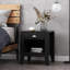 Table d'appoint moderne en simili bois noir, l 20,95 po x P 19,46 po, H 24,4 po, avec rangement noir et options de fabrication