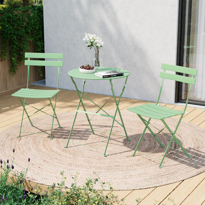Ensemble bistro en acier 3 pièces Shelah Premium, Vert