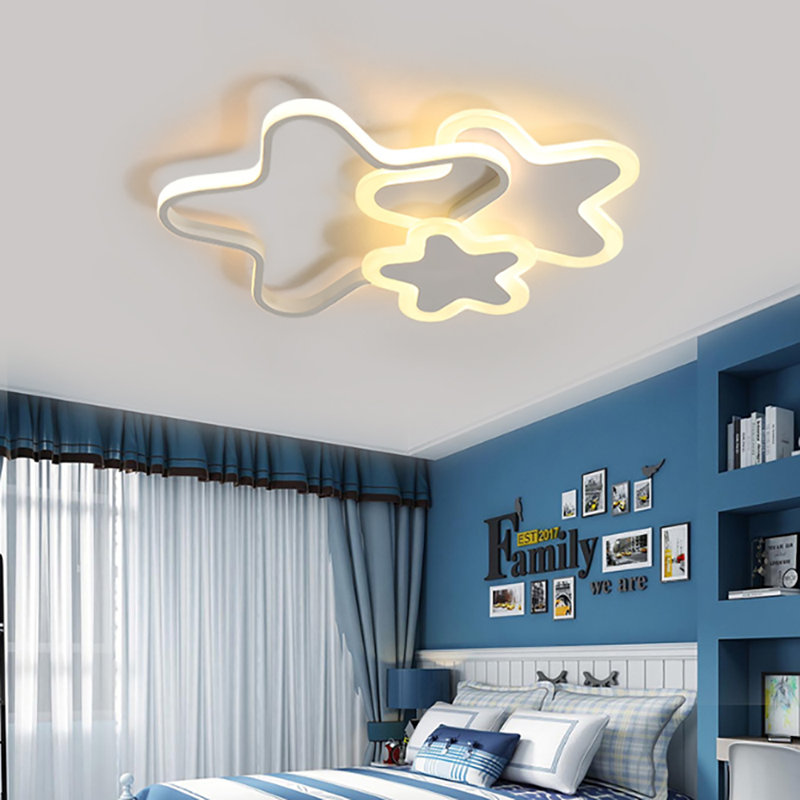 Star LED Ceiling Light with Remote, Modern Flush Mount Fixture for Kids Room Bedroom