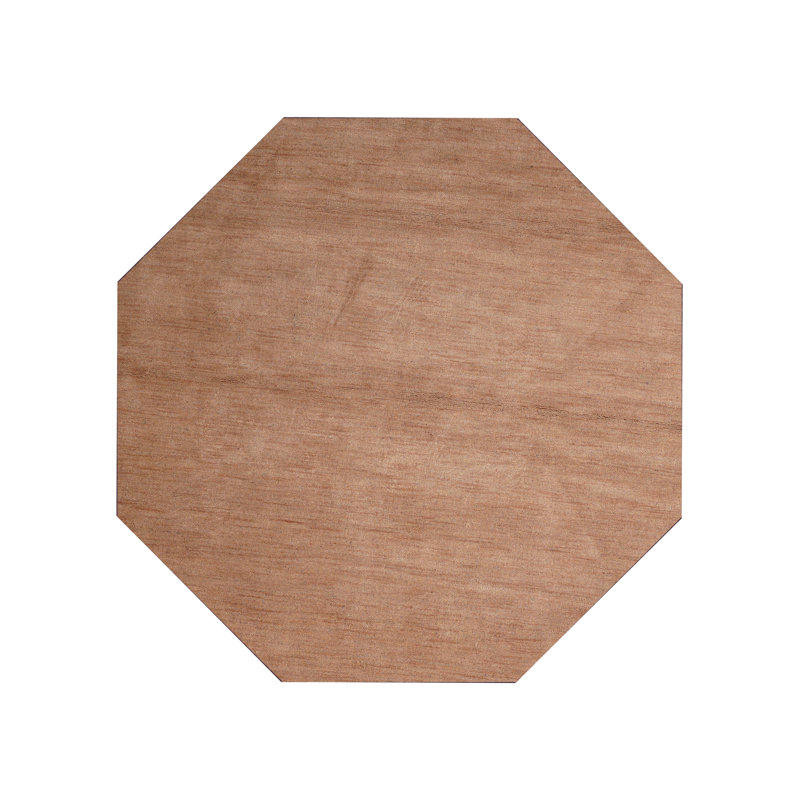 Hand Knotted Loom Wool Eco-Friendly Area Rugs - Octagon, Camel Color, Plain Solid Design, High Pile Thick Handmade Anti Skid Area Rugs for Living Room, Bed Room