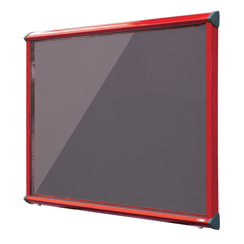 Exterior Wall Mounted Bulletin Board, 105cm H x 139.7cm W, Gunmetal, Red