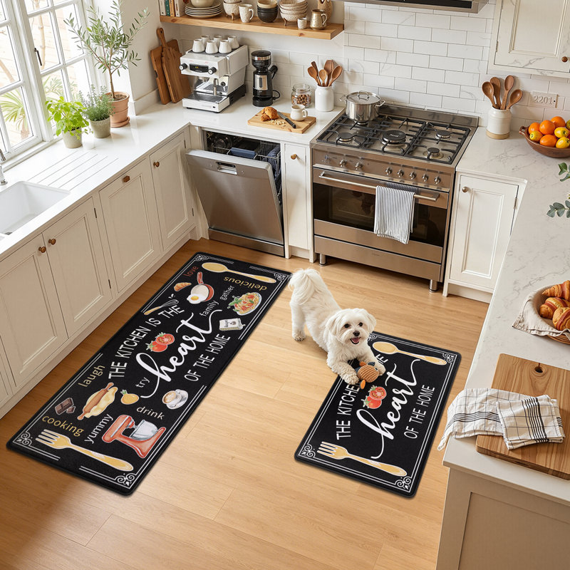 Farmhouse Anti-fatigue Kitchen Mats (Set of 2), Black