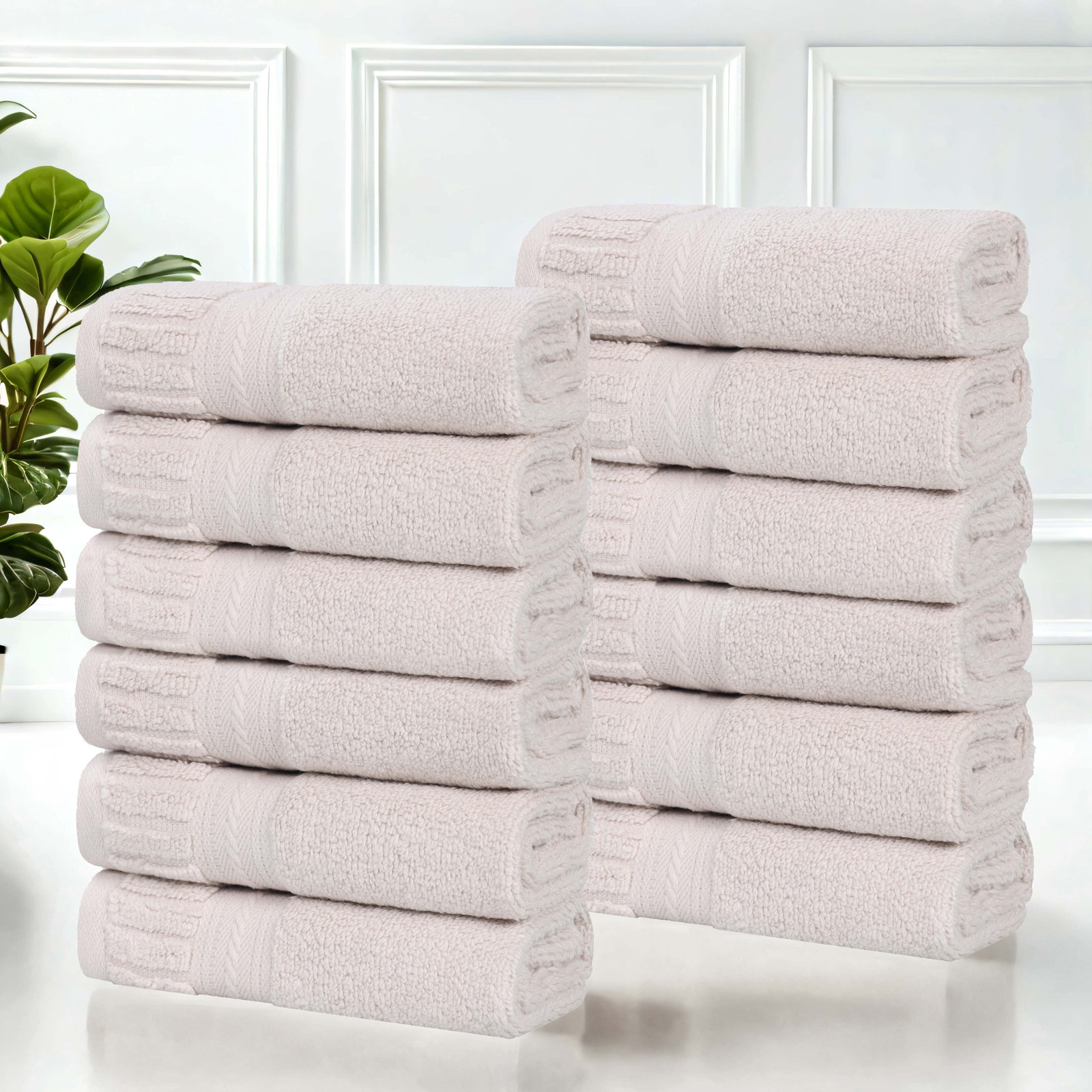Zero-Twist Cotton Towel Set, Silver, Washcloths - 12 Pack