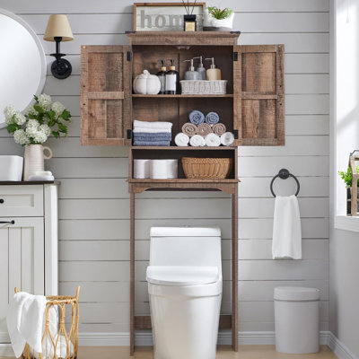 Armoire de rangement Farmhouse au-dessus de la toilette, armoire de salle de bain en bois avec tablette réglable