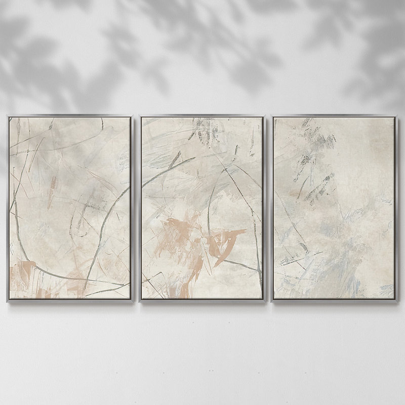 Terre Cotta Trace I - Toile encadrée multi-pièces, H 24 po x l 48 po, Encadrement argenté