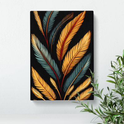 XC1022-3794X Retro Feathers No.2 - Wrapped Canvas Print