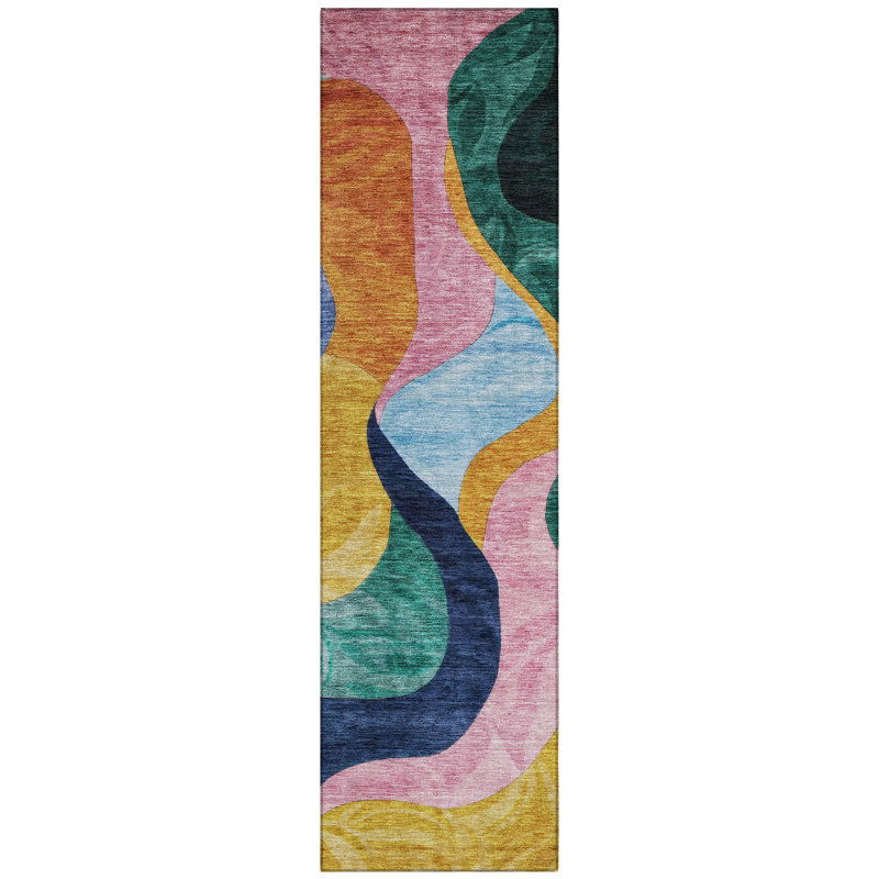 Machine Washable Indoor/Outdoor Chantille ACN1120 Green Rug, Runner 2'3" x 7'6"