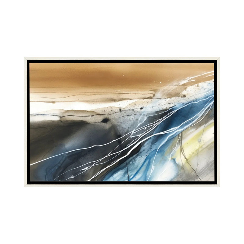 Paysage abstrait - reproduction d'art mural, Blanc patiné, H 26 po x l 40 po, Impression encadrée sans passe-partout