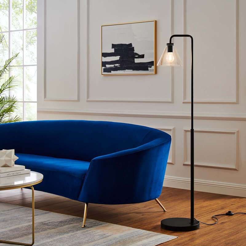 Modway Element Transparent Glass Glass and Metal Floor Lamp, Black