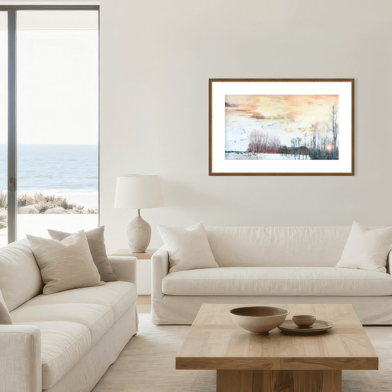 «Nature Inspired Winters Flight» par Stefanie Bales - Œuvre d'art encadrée, H 24 po x l 36 po, Framed Matted Print, Brown