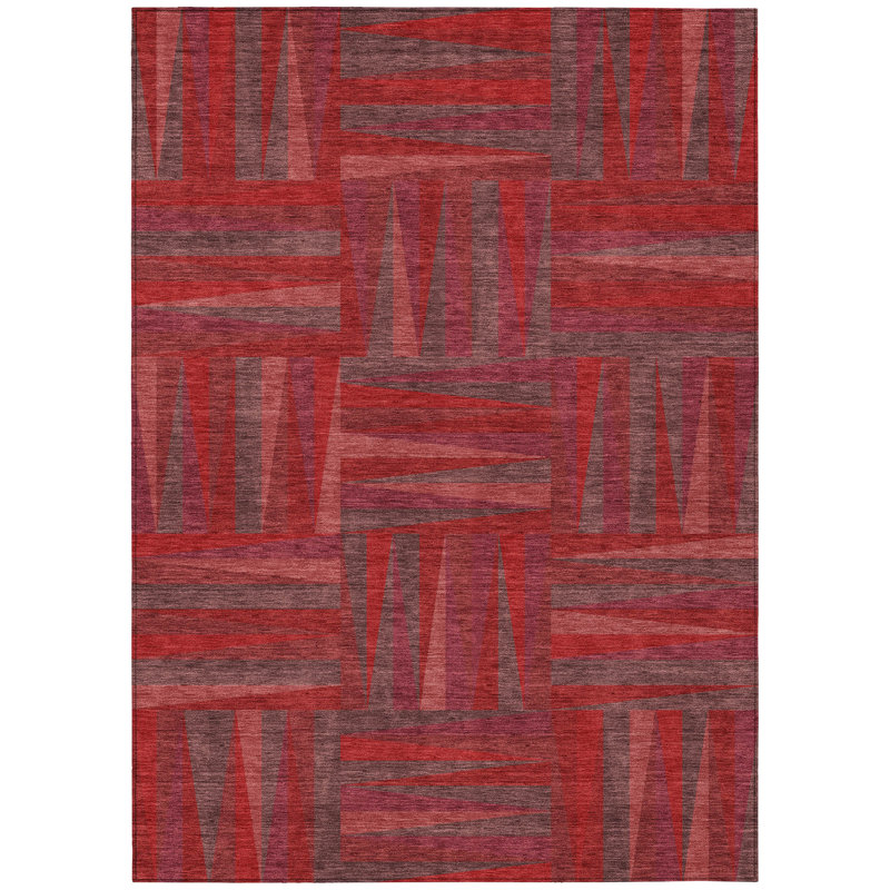 Azura Red Washable Indoor-Outdoor Rug - , 2'6" x 3'10"