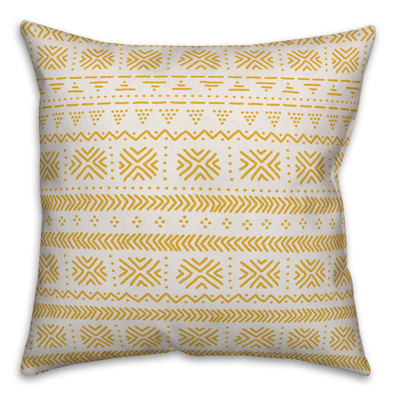 Throw Pillow, 20" x 20", White/Yellow Geometric 3