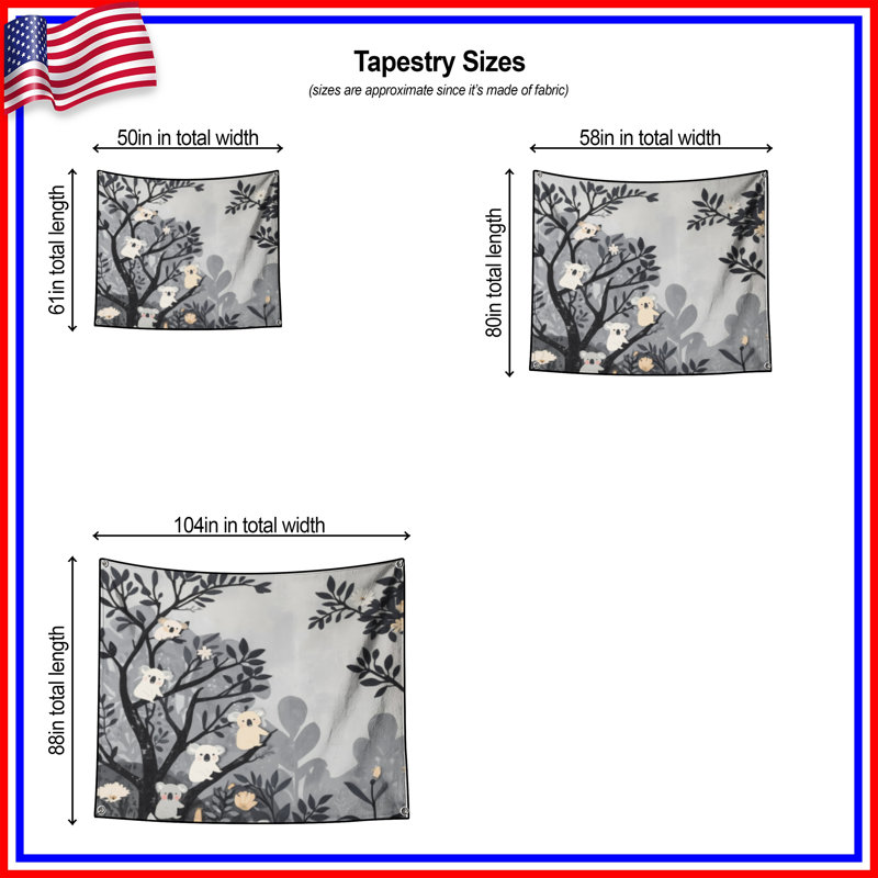 Tapisserie Koalas In Forest - Koalas, H 50 po x l 60 po avec 4 œillets