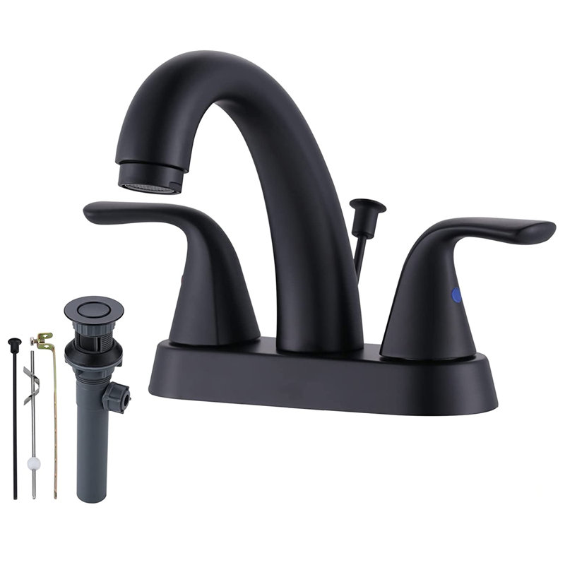 2-handle Bathroom Faucet with Drain Assembly, Black