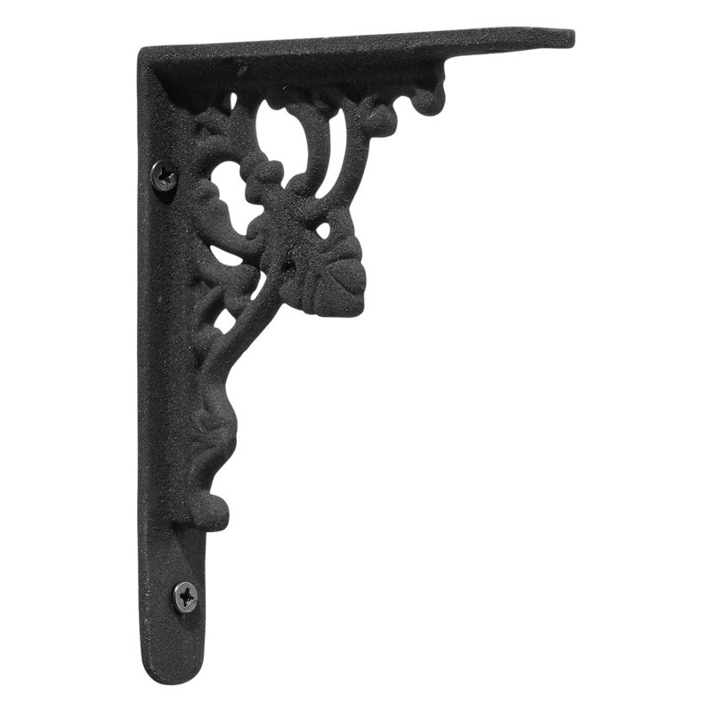 Fleur De Lis Cast Iron Shelf Bracket, 5.25" H x 4.25" W x 0.75" D, Black Powder Coat