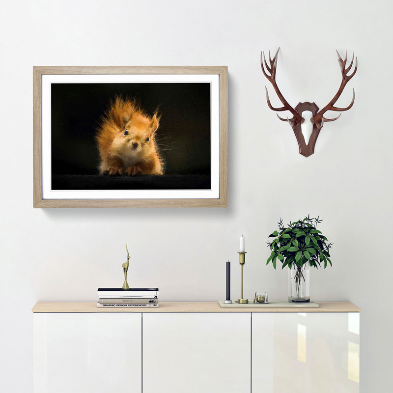 Red Squirrel - Framed Print, Oak Framed, 27cm H x 36cm W x 2cm D