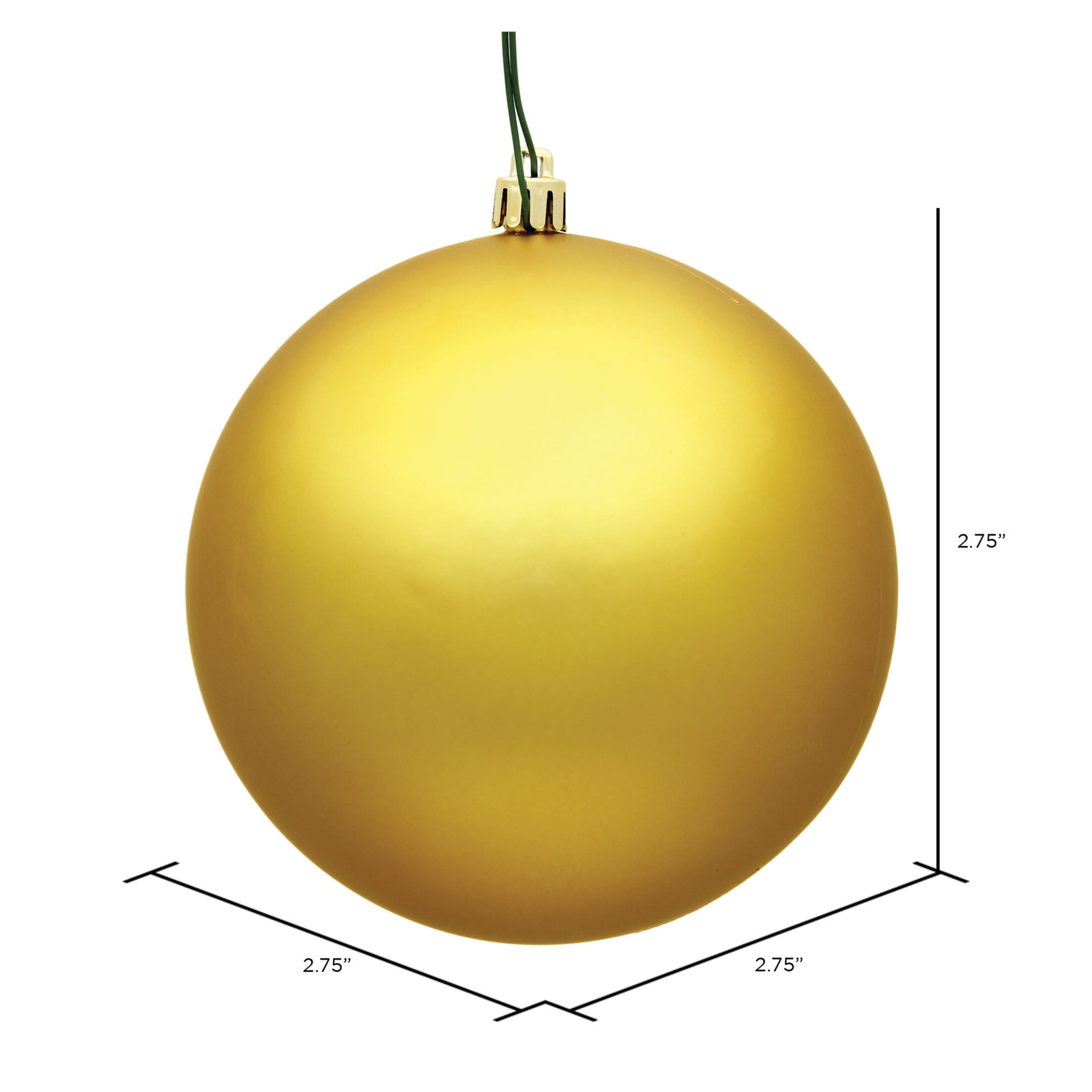 Holiday Décor Ball Ornament, Honey Gold Matte, 2.75" H x 2.75" W x 2.75" D
