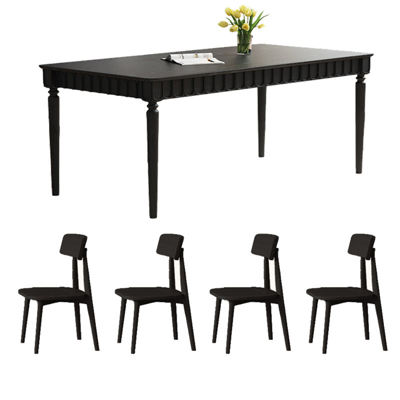 Ensemble de table de salle à manger Vintage, Noir, noir, noir, noir, Noir, noir, noir, noir
