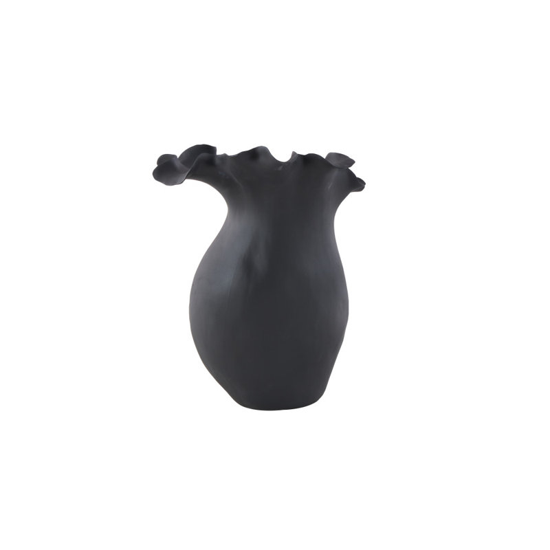 Bia Ceramic Abstract Table Vase, Black, 15.9" H x 9.65" W x 7.65" D