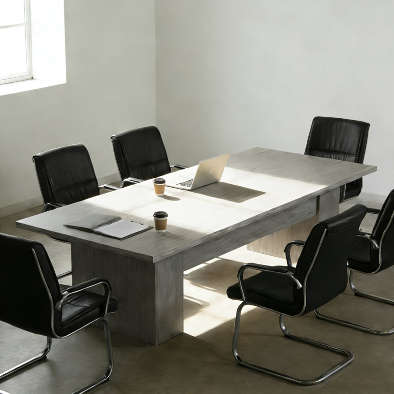Grande table de salle de pause avec plateau épais, Gris, Gris