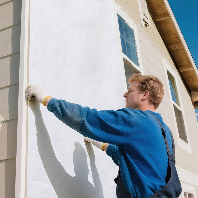 4.5 x 150 ft House Wrap 0.13 mm Thick Drop Cloth Vapour Barrier Covering, 1800" L x 54" W