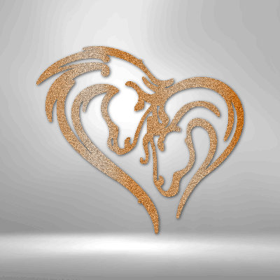 Décoration murale en métal découpé au laser pour la maison et le bureau Horse Heart Love