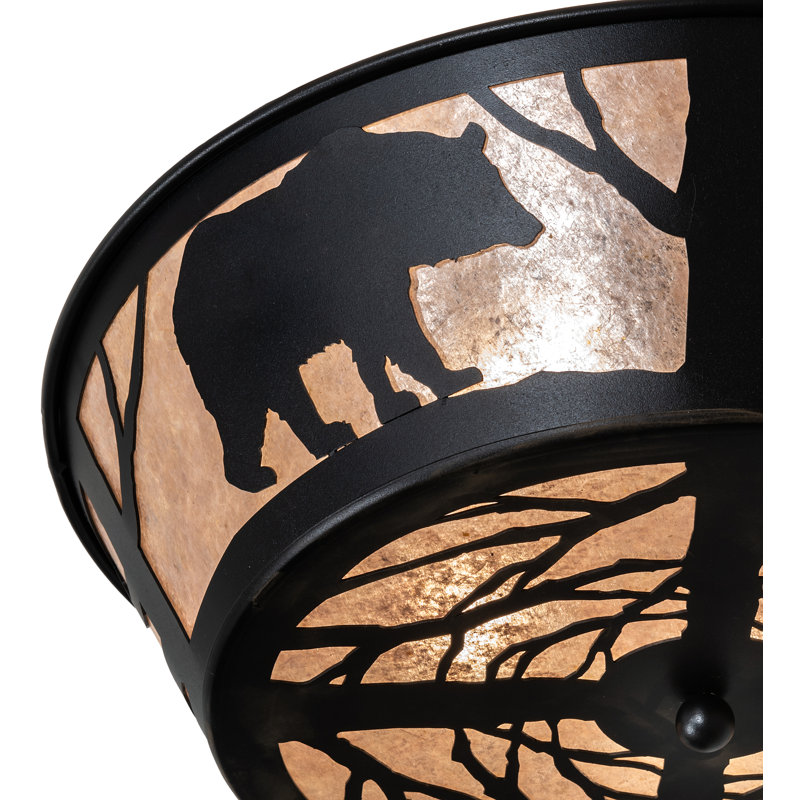 Rustic Lodge 4 - Light Flush Mount, Textured Black