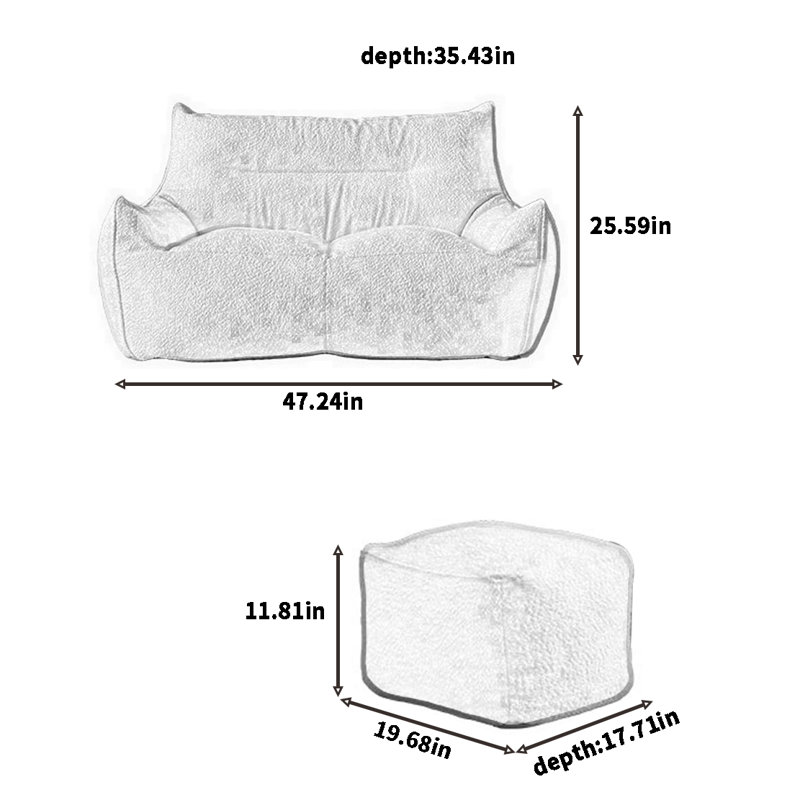 Canapé à billes simple et paresseux, H 25,59 po x l 47,24 po x P 35,43 po, Beige