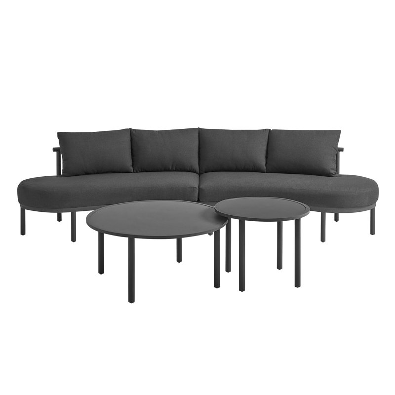 Ensemble de canapés modulaires d'extérieur en aluminium anthracite 4 pièces Clifton, Gris anthracite anthracite