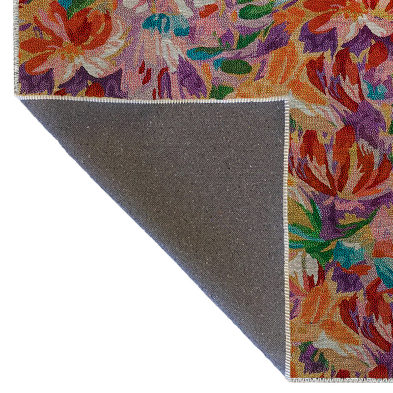 Tapis décoratif multicolore à motif floral multicolore, Rectangle 2 pi 8 po x 5 pi