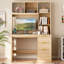 MDF Computer Desk with Built-In Electrical Outlet-350558316