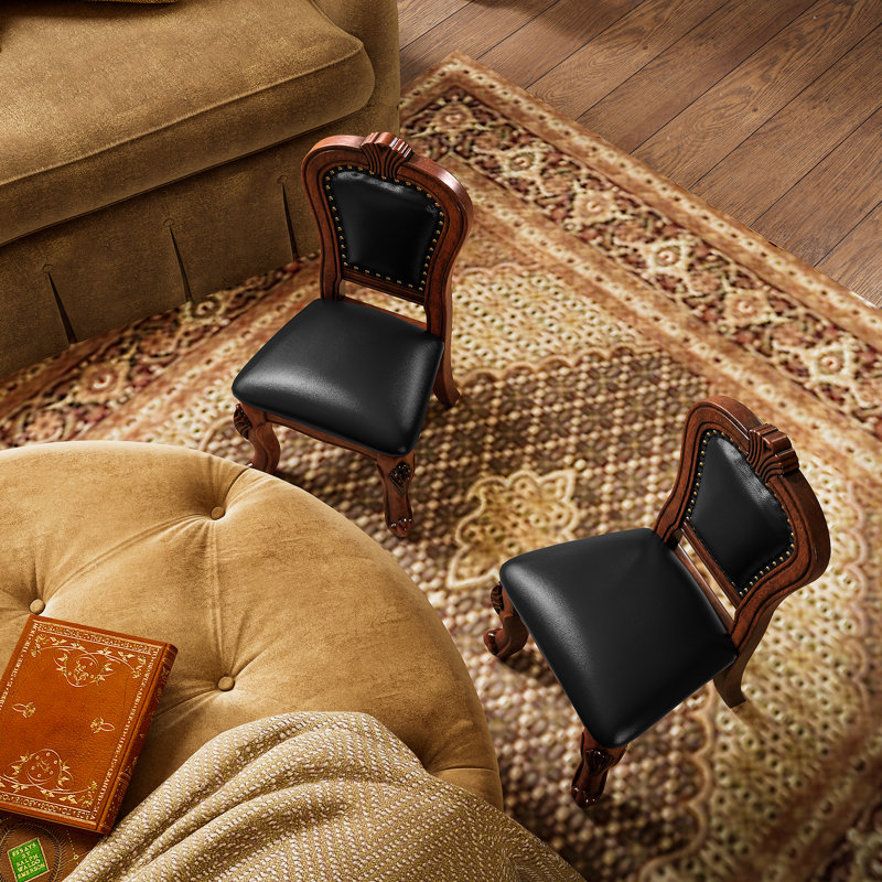 Ilynn Faux Leather Side Chair, Black Faux Leather