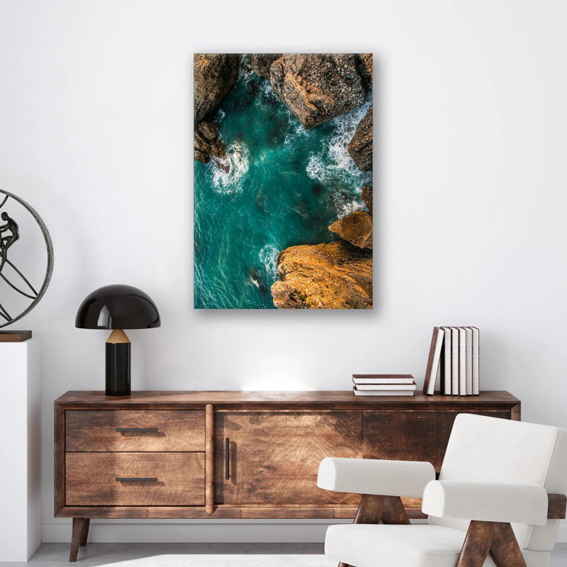Impression de falaise océanique - art mural paysage côtier - affiche sur toile Sea Cliff - œuvre d'art vue sur la mer - décor de paysage de plage - voyage panoramique suspendu - impression de décoration de bord de mer moderne