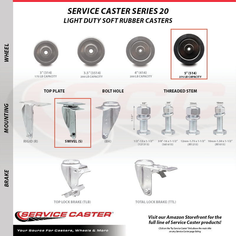 Soft Rubber Swivel Top Plate Caster