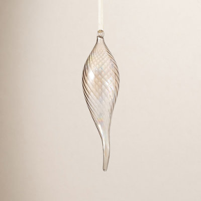 Frosted Reflections Swirl Drop Finial Ornament