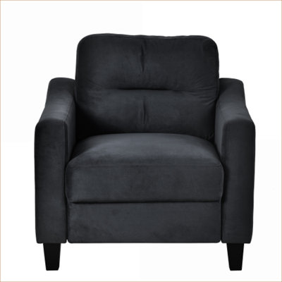 Sectional Sofas | 3-Piece 1+2+3 Modern Living Room Sofa Set, Solid Wood Frame | Black | Standard
